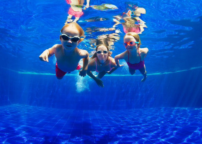 Children in Swim Club Advertising
