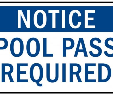 Pool pass required sign and labels An image of a notice sign that reads 'Pool Pass Required,' emphasizing the need for pool pass software management. This visual highlights the importance of organized pool pass verification to ensure smooth operations.