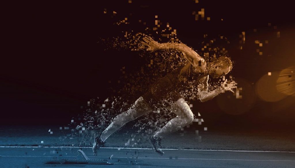 Sprinter leaving starting blocks Sprinter leaving starting blocks