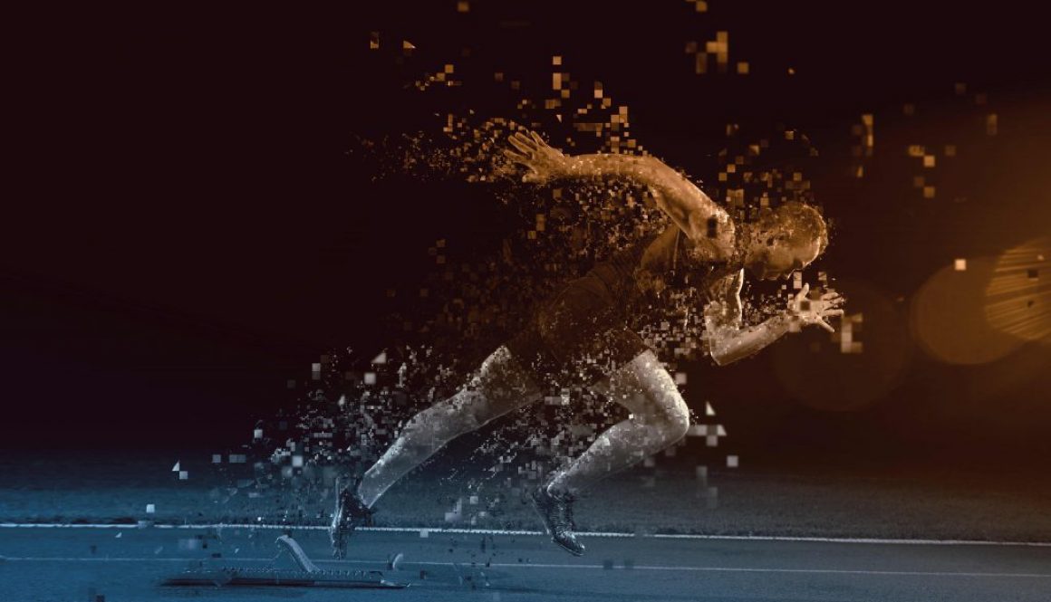 Sprinter leaving starting blocks